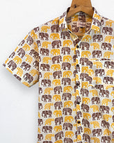 Twin Tusker – Half Sleeve Cotton Shirt - Jaipuri Crown